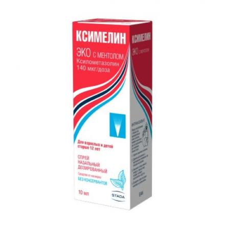 КСИМЕЛИН ЭКО ментол спрей назал. 140 мкг/доза фл.-доз 10 мл