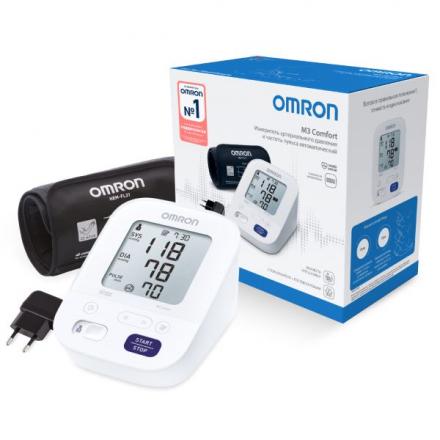 ОМРОН (OMRON) ПРИБОР (ТОНОМЕТР) ИЗМ. АРТ. ДАВЛЕНИЯ АВТОМАТ + АДАПТЕР И УНИВЕРСАЛЬНАЯ МАНЖЕТА M3 COMFORT (HEM-7155-ALRU)