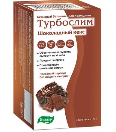 ТУРБОСЛИМ ДЛЯ ПОХУДЕНИЯ ЭВАЛАР батончик шоколадный кекс 50 гр №4