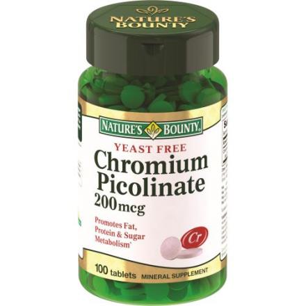 НЭЙЧЕС БАУНТИ (NATURE`S BOUNTY) ХРОМА ПИКОЛИНАТ БЕЗДРОЖЖЕВОЙ табл. №100