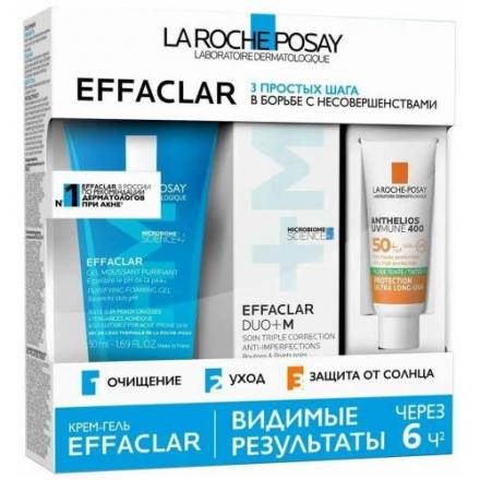 ЛЯ РОШ ПОЗЕ (LA ROCHE-POSAY) ЭФФАКЛАР ДУО+ М НАБОР (гель очищ.+крем+флюид)