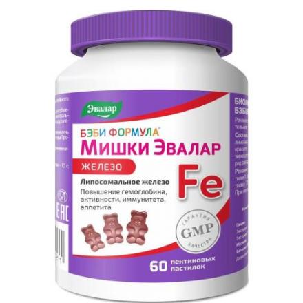 ЭВАЛАР БЭБИ ФОРМУЛА МИШКИ пастилки железо №60