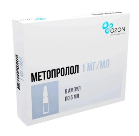 МЕТОПРОЛОЛ ОЗОН р-р д/инъекц. в/в 1 мг/мл амп. 5 мл №5