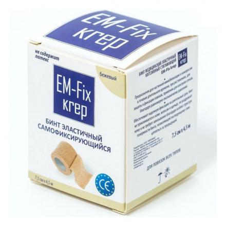 БИНТ ЭЛАСТИЧНЫЙ EM-FIX KREP бежевый 7,5см х 4,5м
