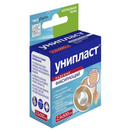 ЛЕЙКОПЛАСТЫРЬ ФИКСИРУЮЩИЙ УНИПЛАСТ телесный 2,5см х 500см