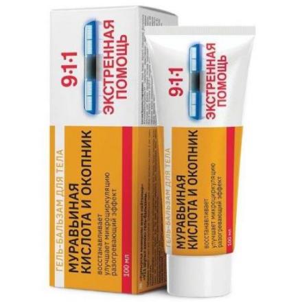 911 МУРАВЬИНАЯ К-ТА И ОКОПНИК МИРРОЛЛА гель-бальзам д/тела разогревающ. 100 мл
