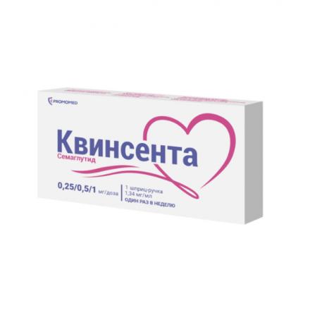 КВИНСЕНТА р-р д/инъекц. п/к 1,34 мг/мл шприц-ручка 3 мл №1 (0,25/0,5 мг/1 мг/доза) + 4 иглы
