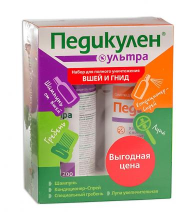 ПЕДИКУЛЕН УЛЬТРА набор (шампунь + кондиц.+ гребень + лупа)