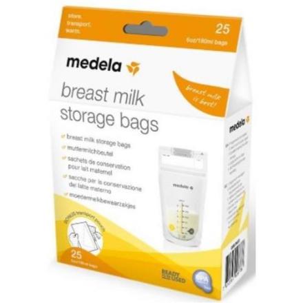 МЕДЕЛА ПАКЕТЫ Д/ХРАНЕНИЯ ГРУД. МОЛОКА 180 мл №25 одноразовые