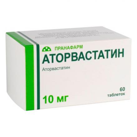АТОРВАСТАТИН ПРАНА табл. п/о плен. 10 мг №60