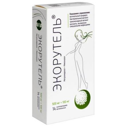 ЭКОРУТЕЛЬ супп. вагин. 500+100 мг №14
