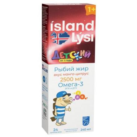LYSI РЫБИЙ ЖИР ДЕТСКИЙ р-р внутр. манго/цитрус 240 мл