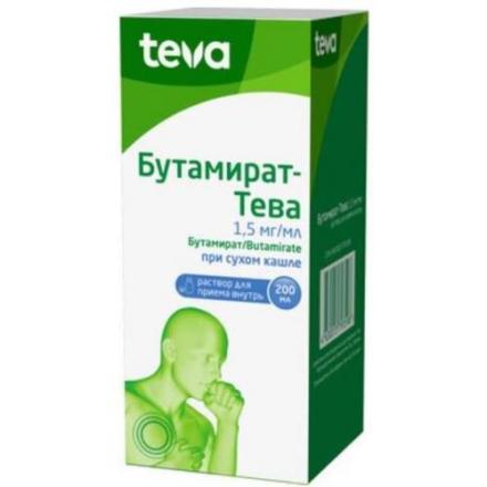 БУТАМИРАТ ТЕВА р-р внутр. 1,5 мг/мл фл. 200 мл
