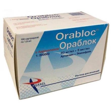 ОРАБЛОК р-р д/инъекц. 40+0,005 мг/мл картридж 1,8 мл №100