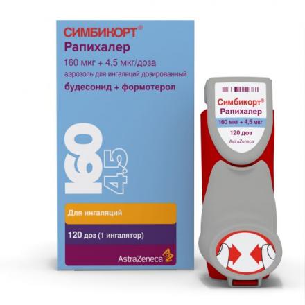 СИМБИКОРТ РАПИХАЛЕР аэр. ингал. 160+4,5 мкг/доза фл.-доз 120 доз