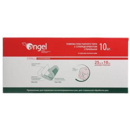 ПОВЯЗКА ПЛАСТЫРНОГО ТИПА АНДЖЕЛ суперабсорбирующая 10см х 25см №10