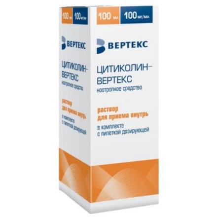 ЦИТИКОЛИН ВЕРТЕКС р-р внутр. 100 мг/мл 100 мл №1 фл.с пипеткой