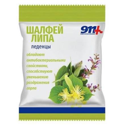 911 ВИТАМИН С леденцы шалфей/липа 50 гр