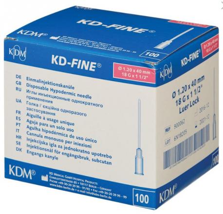 ИГЛА ИНЪЕКЦИОННАЯ G18 (1.2 х 40 мм) №100
