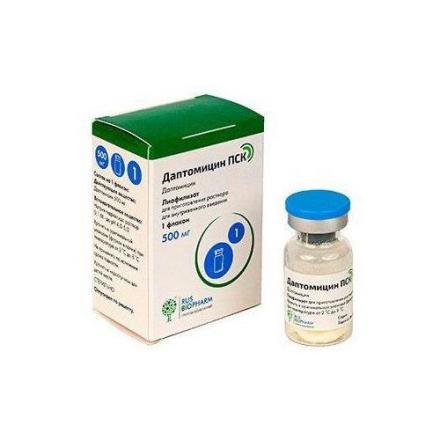 ДАПТОМИЦИН ПСК лиоф. д/приг. р-ра в/в 500 мг фл. №1