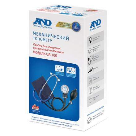 ЭЙ ЭНД ДИ (AND) ПРИБОР (ТОНОМЕТР) ИЗМ. АРТ. ДАВЛЕНИЯ МЕХАНИЧЕСКИЙ ВСТРОЕННЫЙ СТЕТОСКОП UA-100
