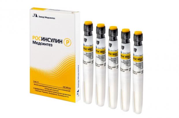 РОСИНСУЛИН Р р-р д/инъекц. 100 МЕ/мл картридж 3 мл №5 + шпр.- ручка