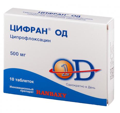 ЦИФРАН ОД табл. пролонг. п/о 500 мг №10