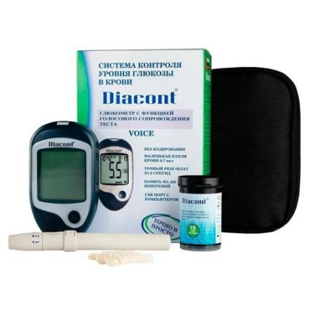 ДИАКОНТ ГЛЮКОМЕТР VOICE + тест-полоски №10