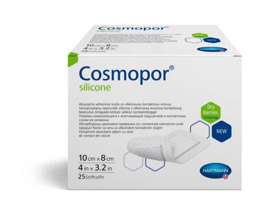 ПОВЯЗКА САМОКЛЕЮЩАЯСЯ СТЕРИЛЬНАЯ ХАРТМАНН COSMOPOR SILICONE 8см х 10см №25