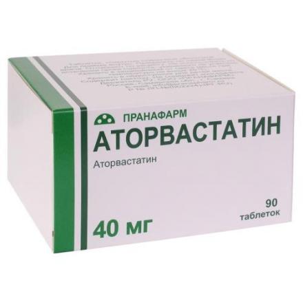 АТОРВАСТАТИН ПРАНА табл. п/о плен. 40 мг №90