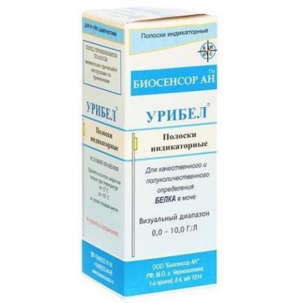 ТЕСТ-ПОЛОСКИ ДИАГНОСТИЧЕСКИЕ УРИБЕЛ опред. белка в моче №50
