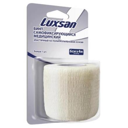 БИНТ САМОФИКСИРУЮЩИЙСЯ LUXSAN полипропилен. основа 6см х 4м белый