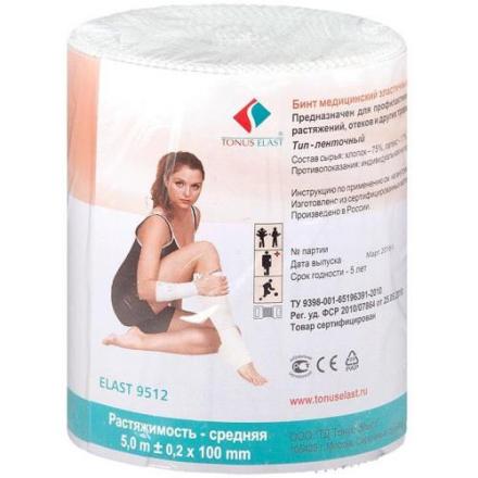 БИНТ ЭЛАСТИЧНЫЙ СР ТОНУС с застежкой 10см х 5м