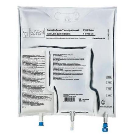 СМОФКАБИВЕН ЦЕНТРАЛЬНЫЙ эмульсия д/инфузий 1 970 мл №4