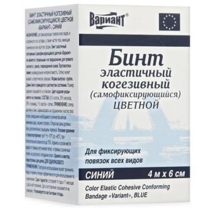 БИНТ КОГЕЗИВНЫЙ синий 6см х 4м