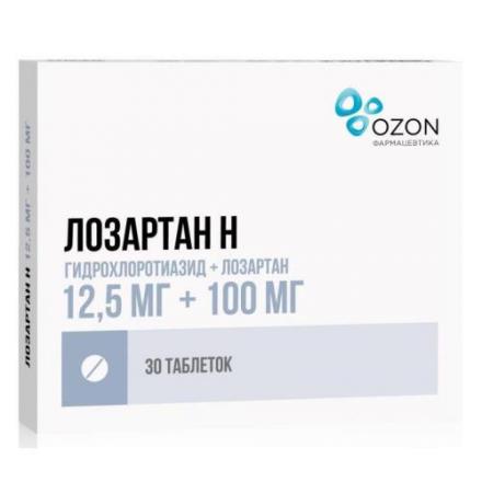 ЛОЗАРТАН Н ОЗОН табл. п/о плен. 12,5+100 мг №30