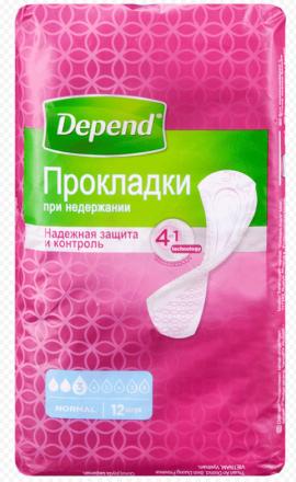ДЕПЕНД ПРОКЛАДКИ ЖЕНСКИЕ ПРИ НЕДЕРЖАНИИ НОРМАЛ №12