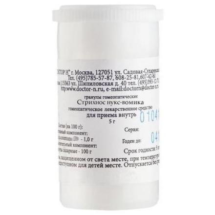 СТРИХНОС НУКС ВОМИКА C30 гранулы гомеопатич. 5 гр