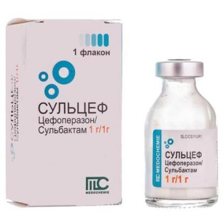 СУЛЬЦЕФ пор. д/приг. инъекц. 1+1 г фл. №1