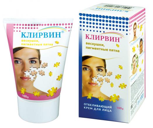 КЛИРВИН КРЕМ ДЛЯ ЛИЦА 100 гр от веснушек и пигментных пятен