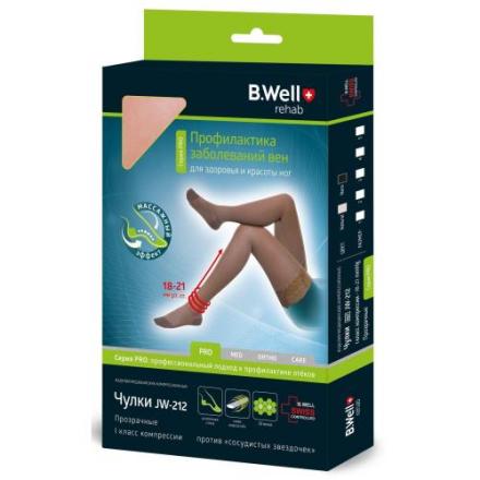 ЧУЛКИ КОМПРЕССИОННЫЕ БИ ВЕЛЛ (B.WELL) JW-212 натуральн. (ажурный верх) 1 класс компр. р.2