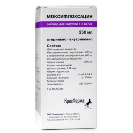 МОКСИФЛОКСАЦИН р-р д/инфузий 1,6 мг/мл фл. 250 мл