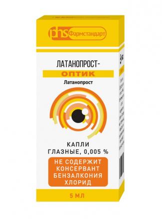 ЛАТАНОПРОСТ-ОПТИК капли глазные 0,005% фл.- кап. 5 мл