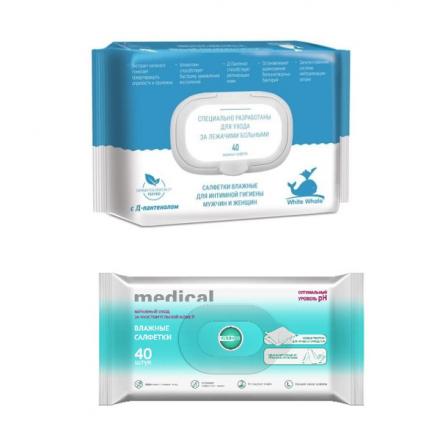 САЛФЕТКИ ВЛАЖНЫЕ уход за лежачими больными №40