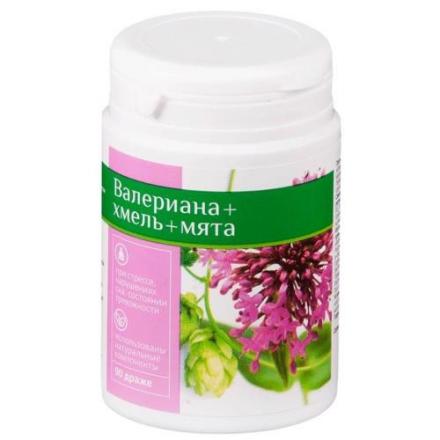 ВЕЧЕРНЕЕ ВАЛЕРИАНА + ХМЕЛЬ + МЯТА БИОКОР драже №90