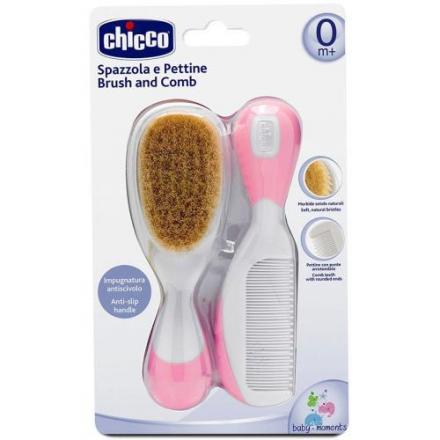 CHICCO BABY MOMENTS НАБОР 320611037 розовый (расческа + щетка)