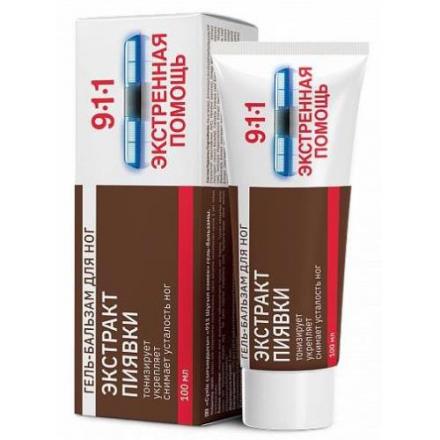 911 ЭКСТРАКТ ПИЯВКИ МИРРОЛЛА гель-бальзам д/ног 100 мл