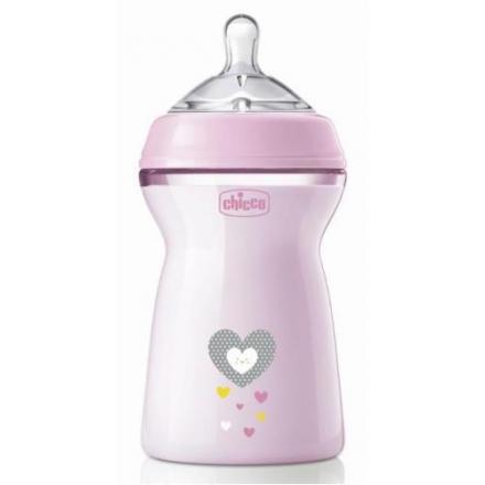 CHICCO NATURAL FEELING БУТЫЛОЧКА 330 мл розовая