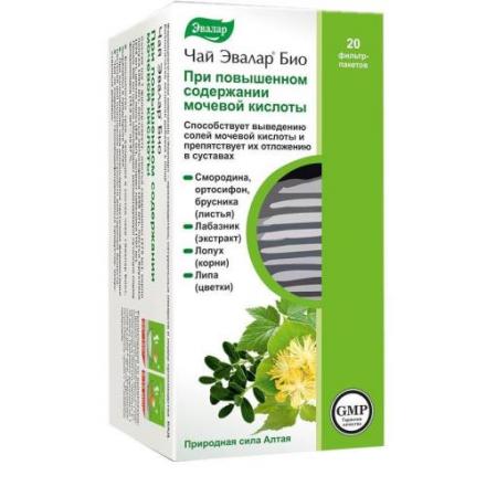 ЧАЙ БИО ЭВАЛАР ПРИ ПОВЫШЕН. СОДЕРЖАНИИ МОЧЕВОЙ К-ТЫ ф/п №20