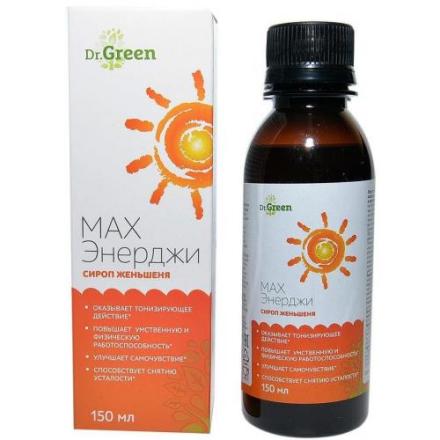 ЖЕНЬШЕНЬ МАХ ЭНЕРДЖИ ГРИН САЙД сироп фл. 150 мл